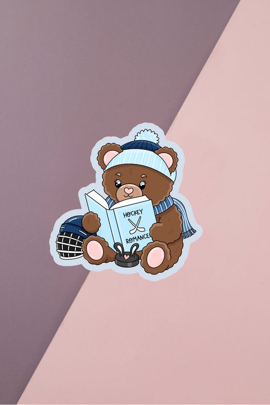 Hockey Romance Bear Sticker