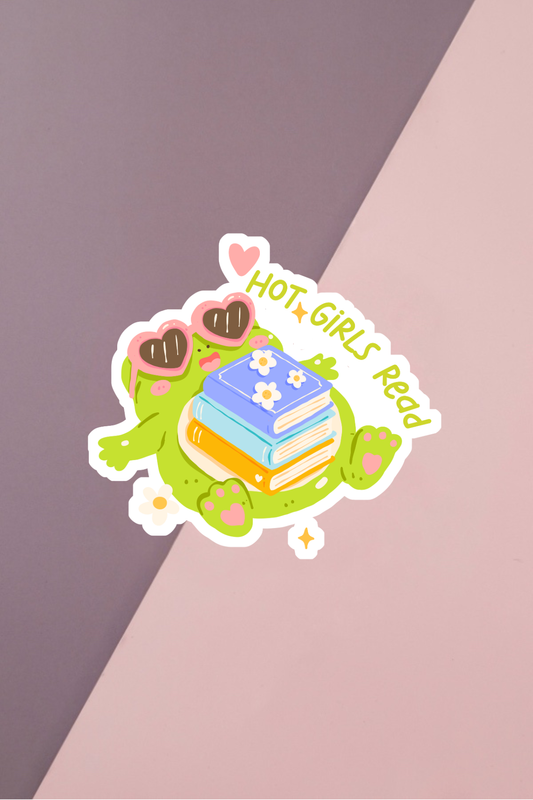 Hot Girls Read Frog Sticker