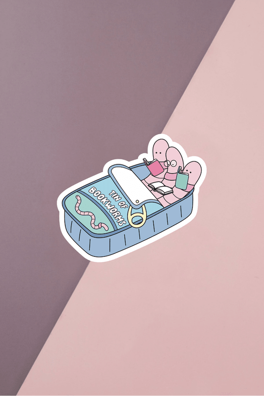 Tin Of Bookworms Sticker
