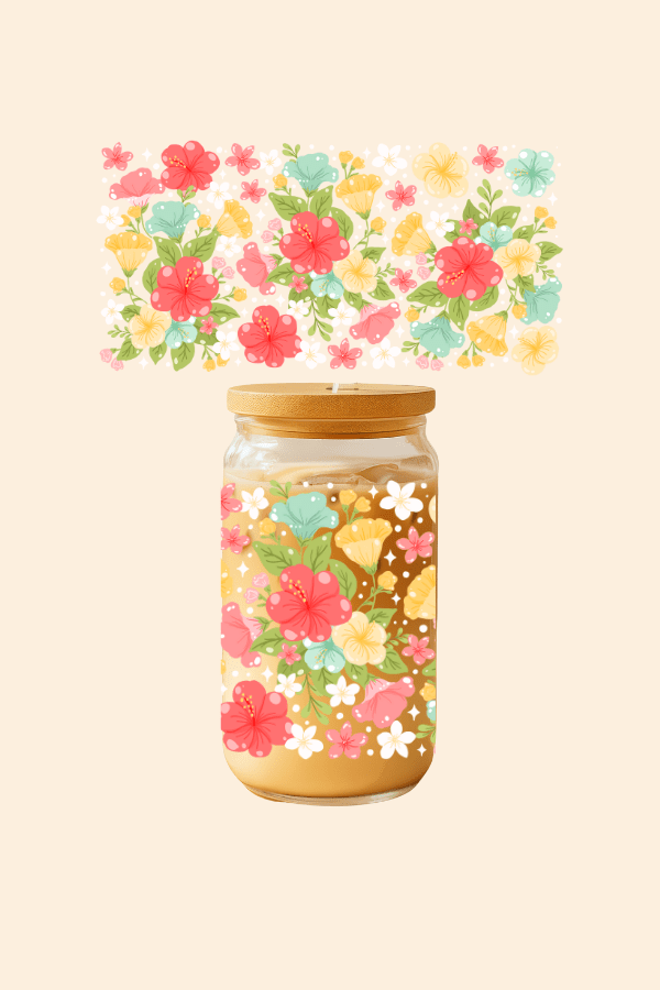 Hibiscus Glass Tumbler