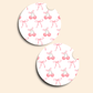 Cherry Bows Car Coasters - 2 Pack