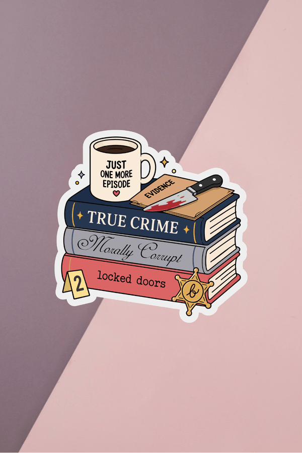 True Crime Book Stack Sticker