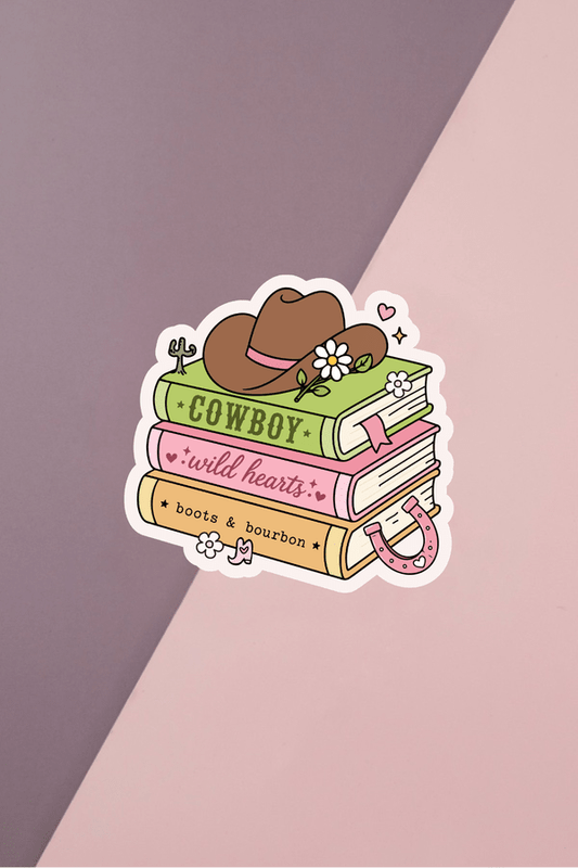 Cowboy Romance Book Stack Sticker