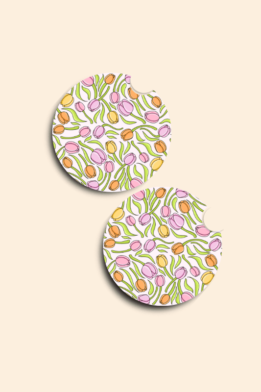 Tulip Fields Car Coasters - 2 Pack