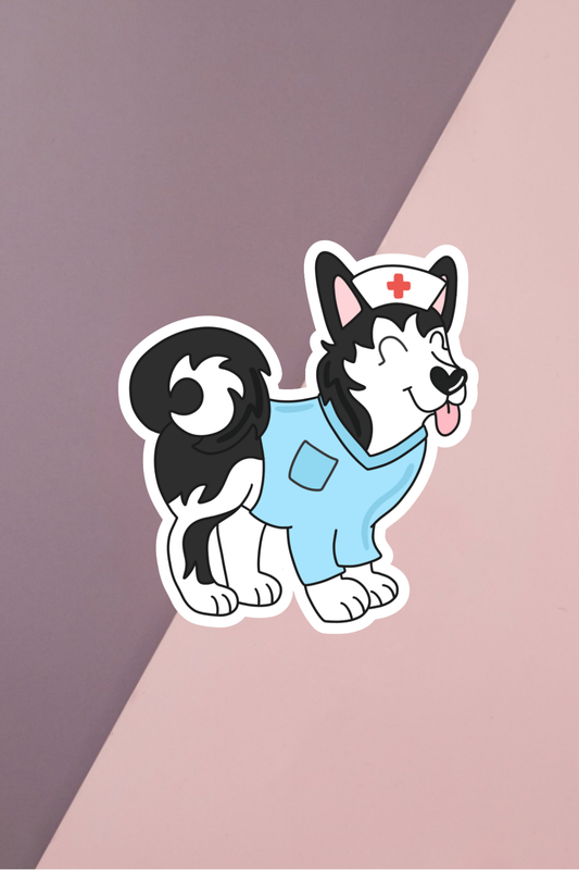 Husky Nurse Sticker
