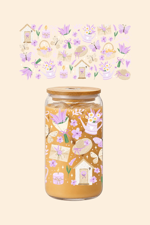 Lavender Farm Glass Tumbler