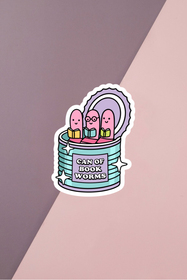Can Of Bookworms Sticker