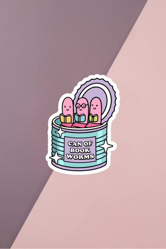 Can Of Bookworms Sticker