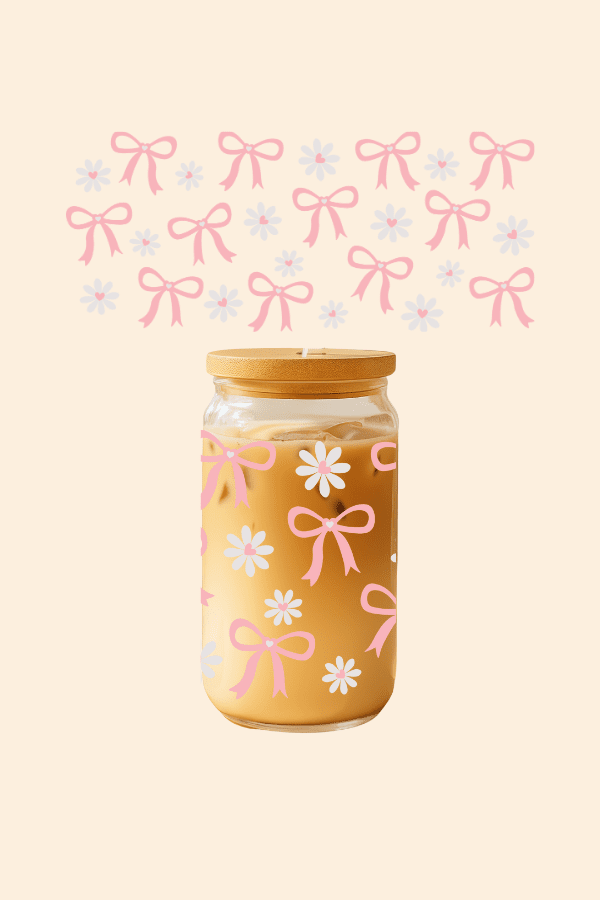 Daisies & Bows Glass Tumbler
