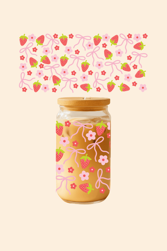 Strawberry Bow Glass Tumbler