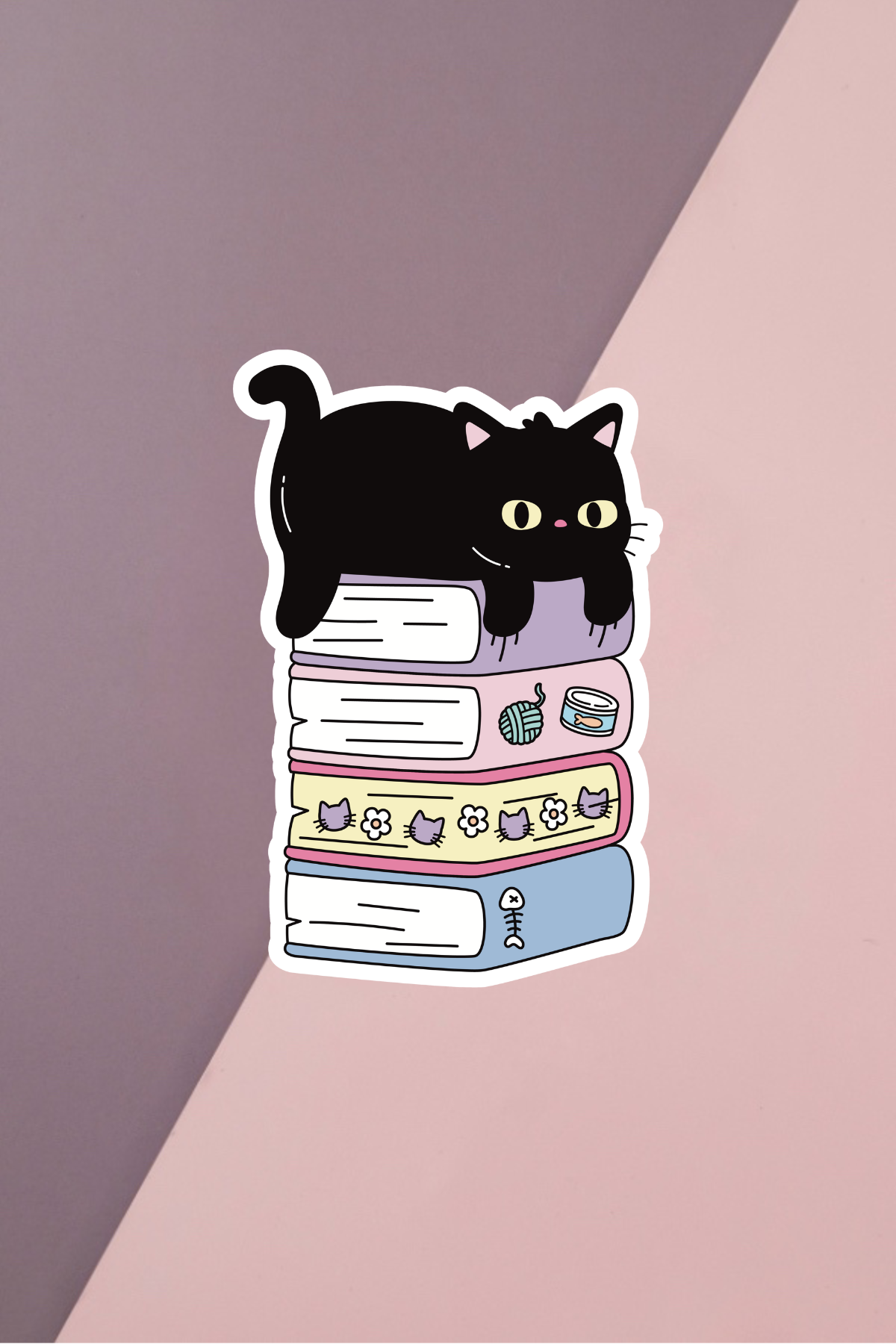 Cat Book Stack Sticker