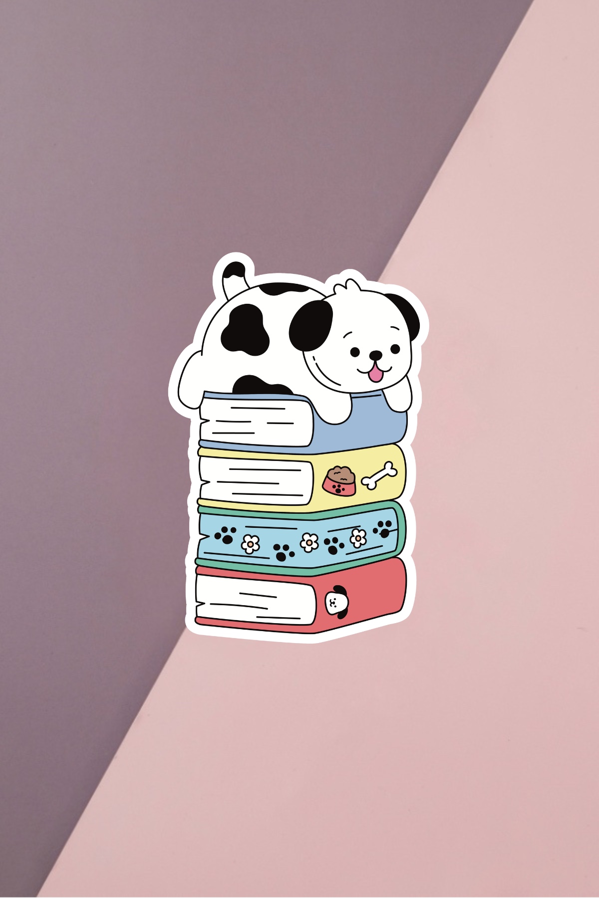 Dog Book Stack Sticker