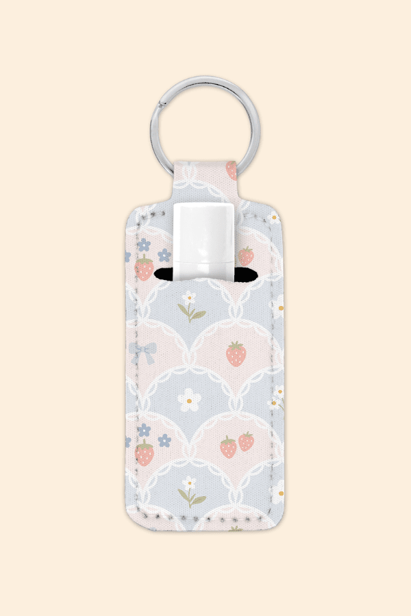 Lacy Strawberry Garden - Lip Balm Holder Keychain