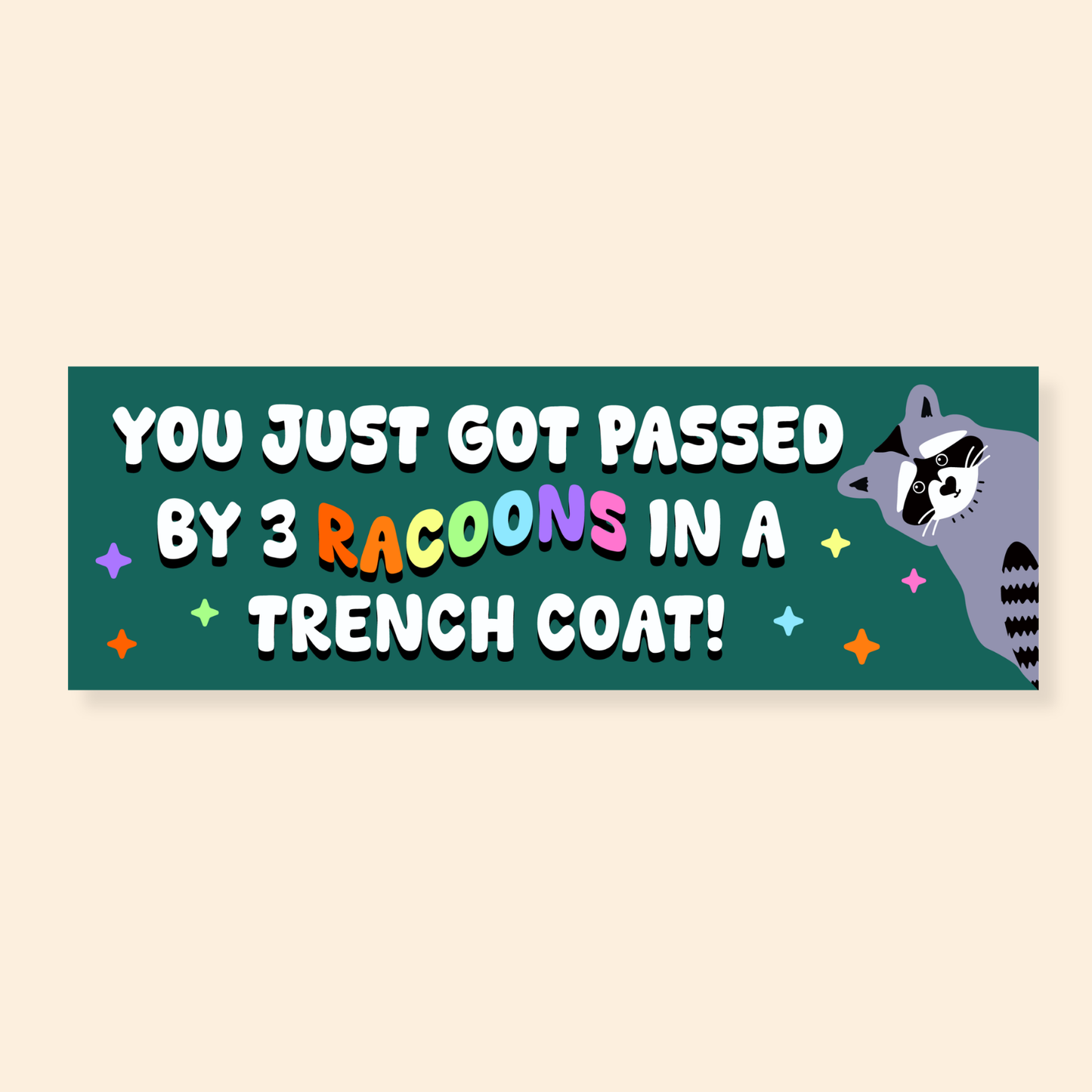 3 Racoons - Car Bumper Sticker
