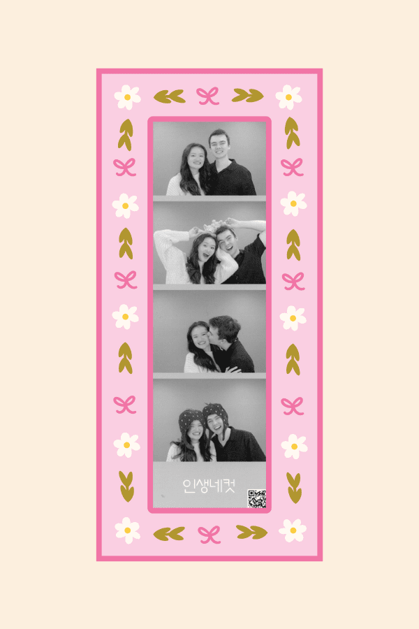 Pink Leaves Magnetic Photostrip Frame