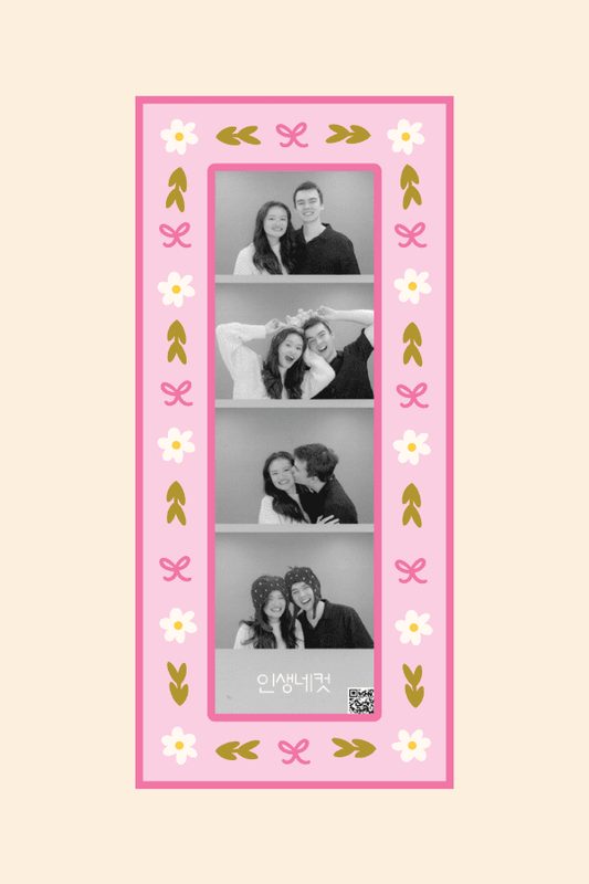 Pink Leaves Magnetic Photostrip Frame