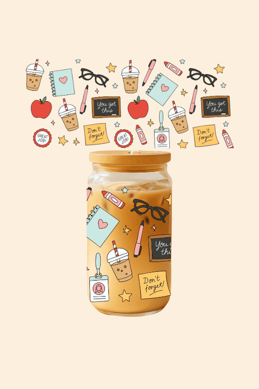 Teacher Icons Glass Tumbler