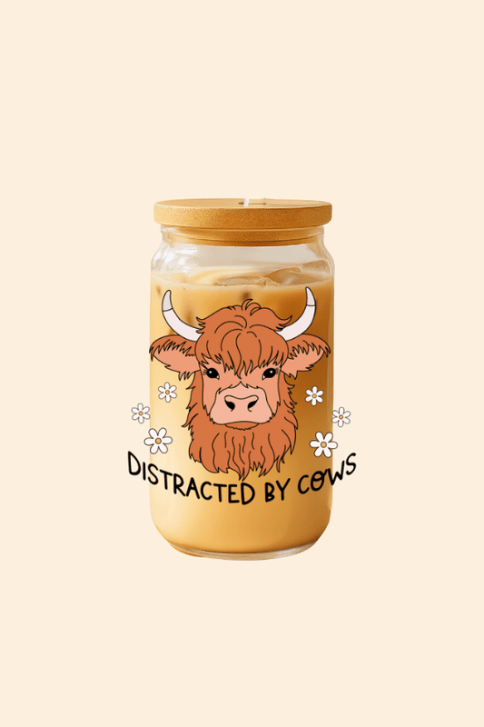 Distracted By Cows Glass Tumbler