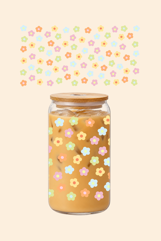 Mini Pastel Flowers Glass Tumbler