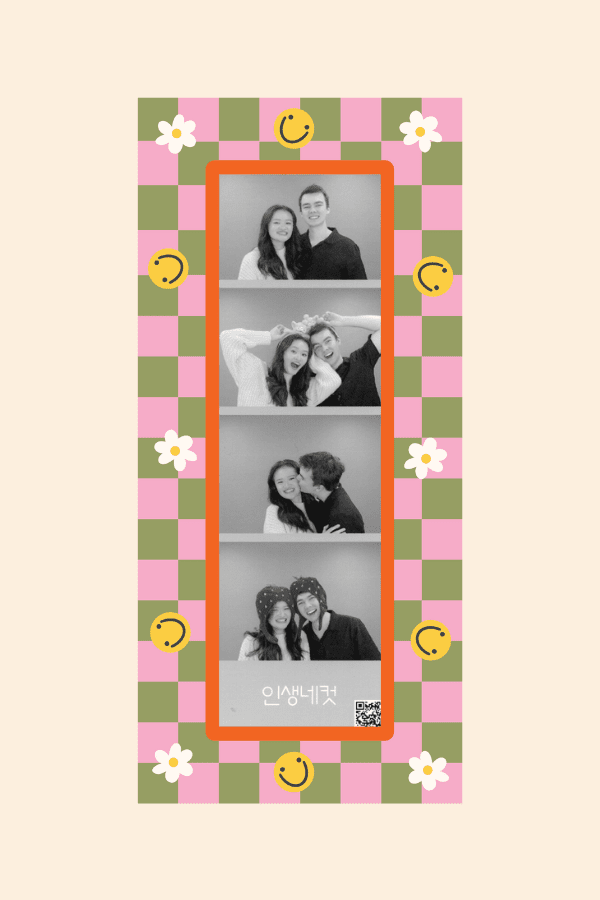 Pink Smiley Magnetic Photostrip Frame