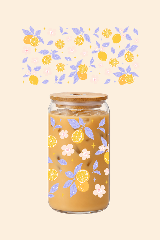 Lemon Leaves Glass Tumbler