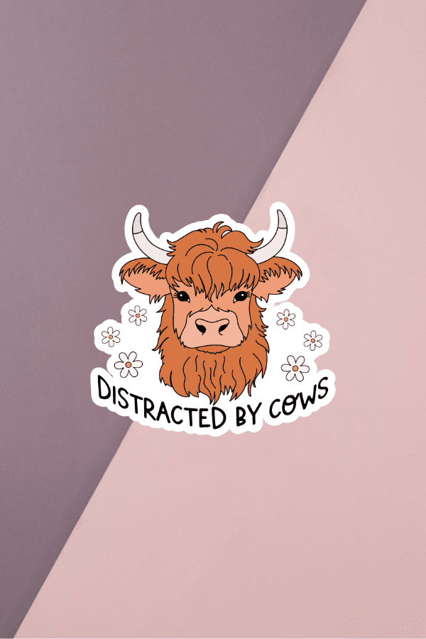 Distracted By Cows Sticker