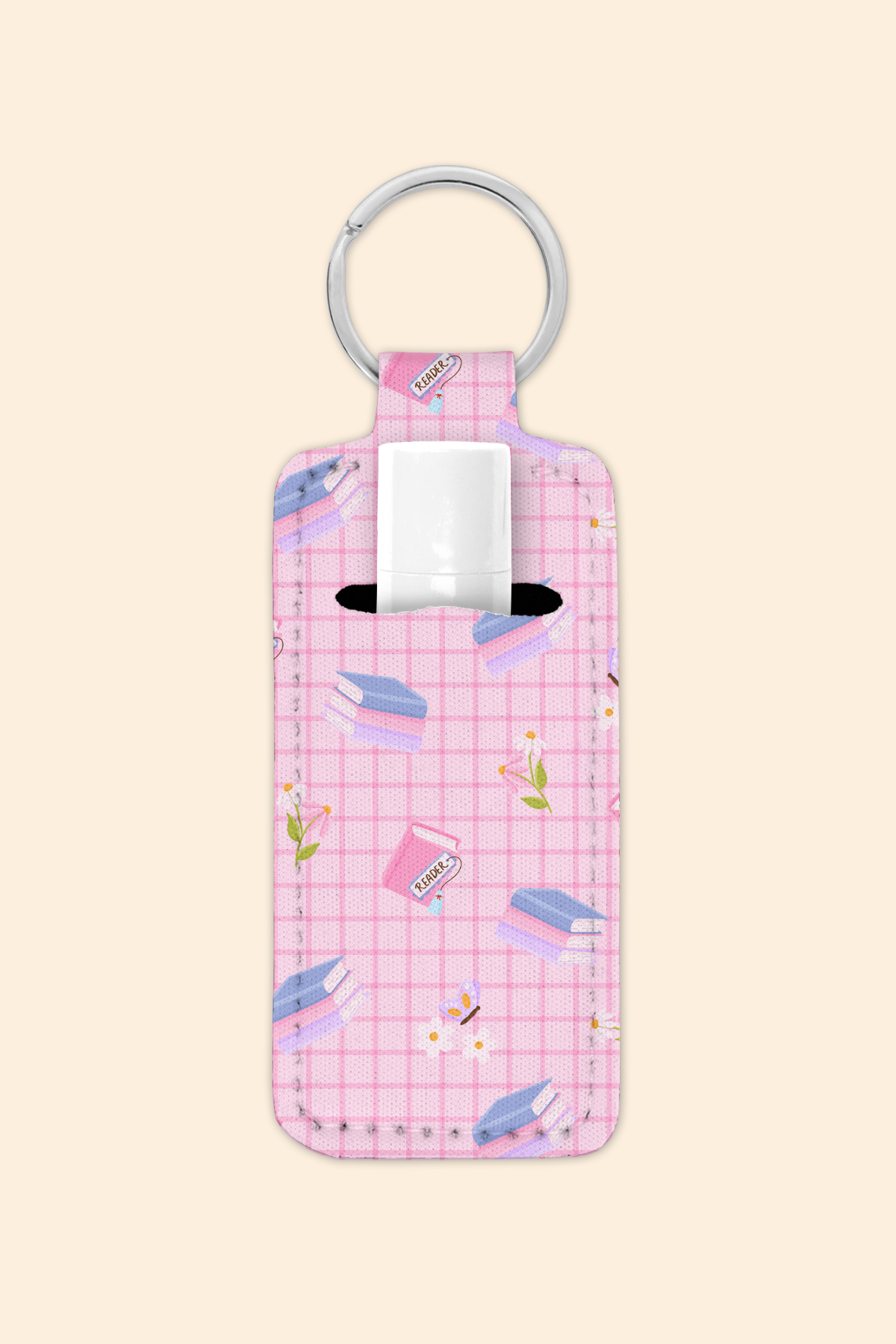 Bookish Floral - Lip Balm Holder Keychain