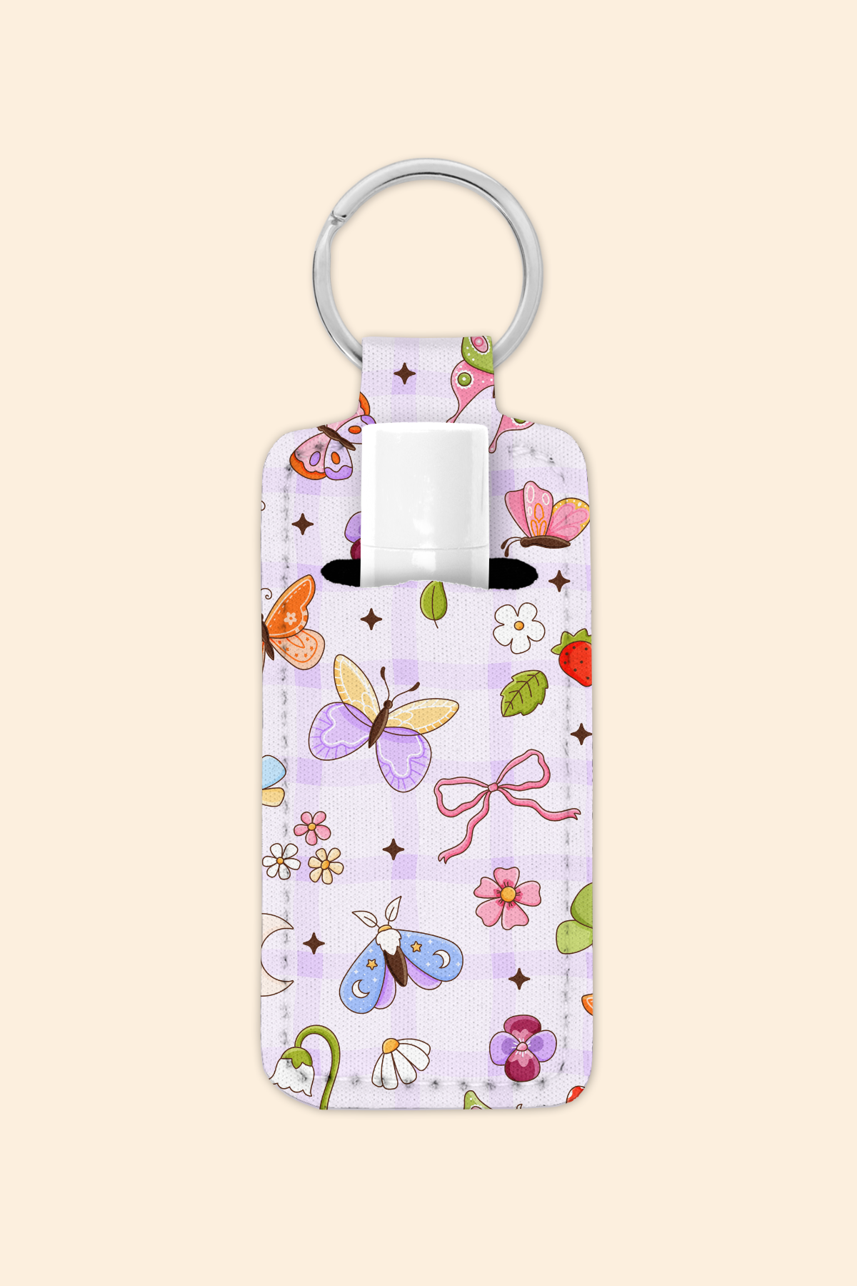 Butterfly Garden - Lip Balm Holder Keychain