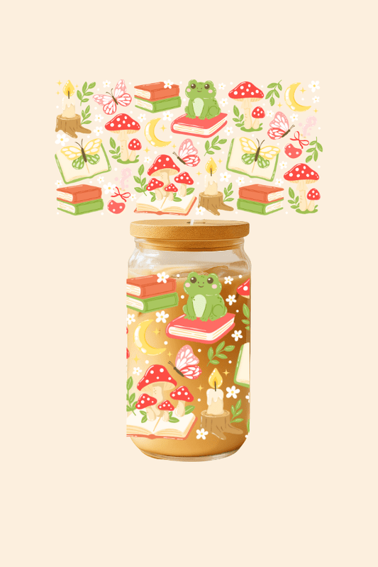 Froggy Cottagecore Glass Tumbler