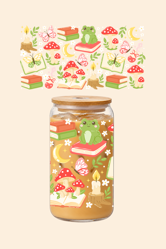 Froggy Cottagecore Glass Tumbler