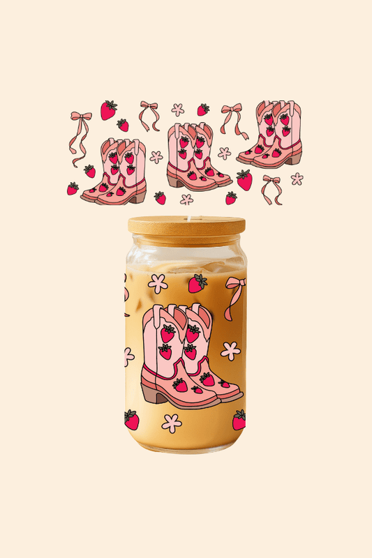 Stawberry Boots Glass Tumbler