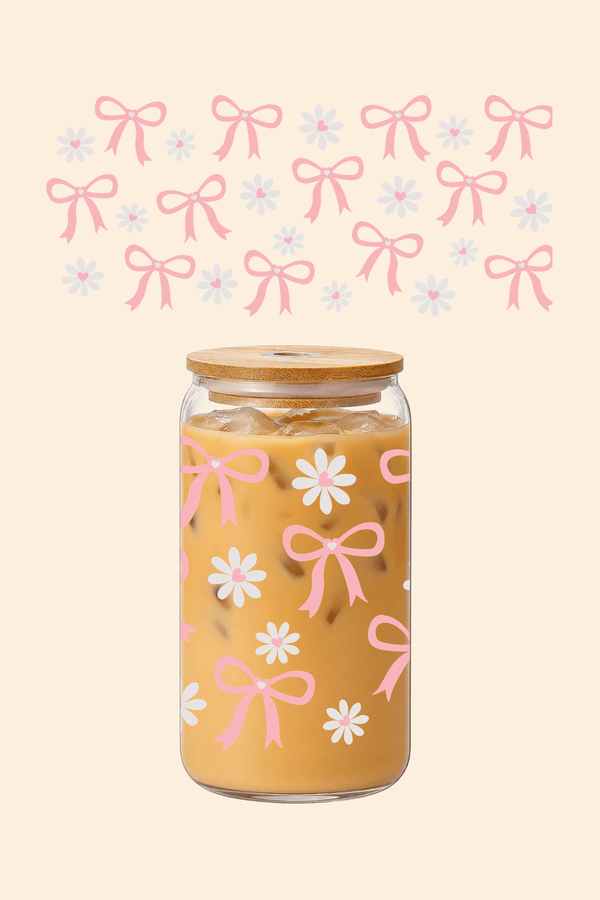 Daisies & Bows Glass Tumbler