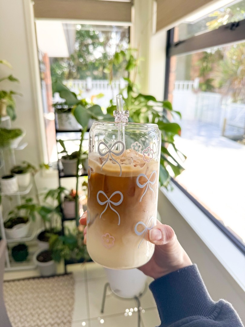 Blue Bows Glass Tumbler