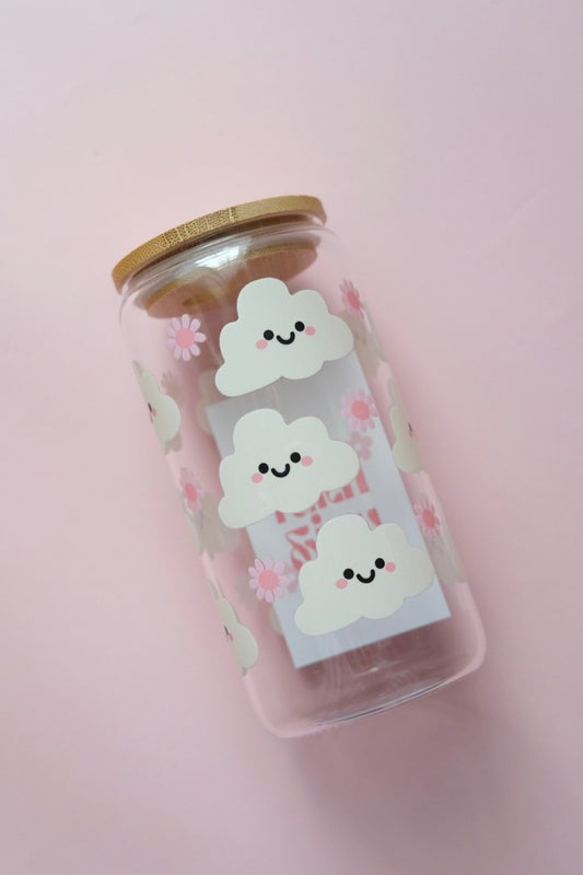 Happy Clouds Glass Tumbler (SECONDS)