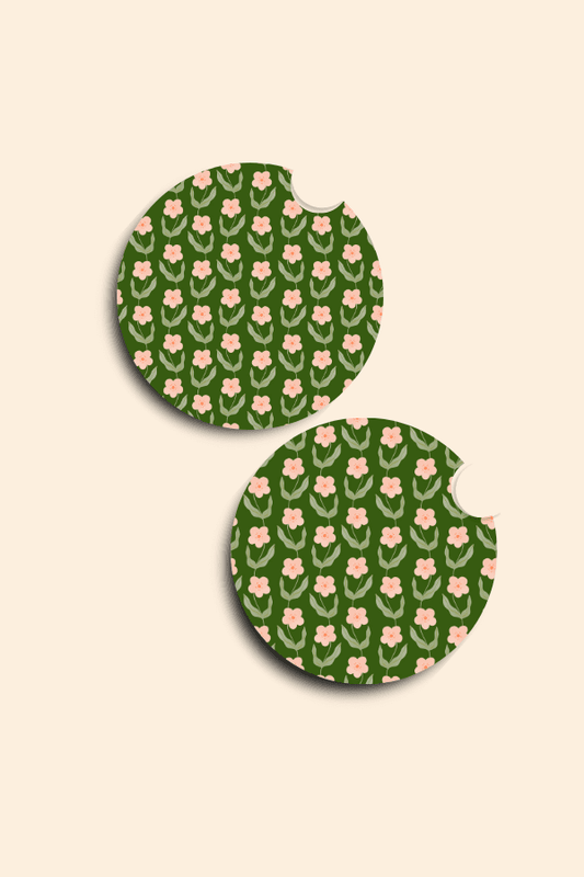 Floral Wallpaper Car Coasters - 2 Pack