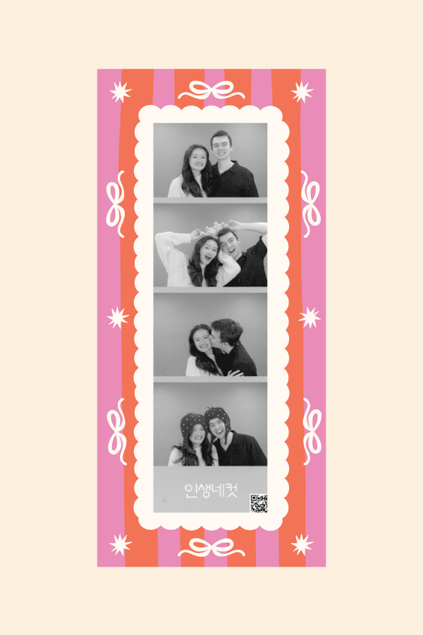 Pink Stripes Magnetic Photostrip Frame