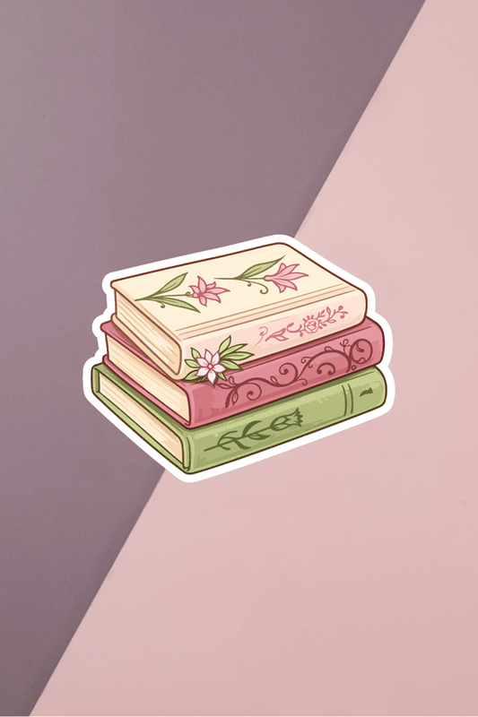Floral Garden Book Stack Sticker