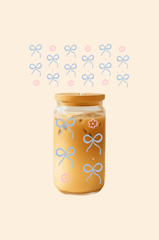 Blue Bows Glass Tumbler