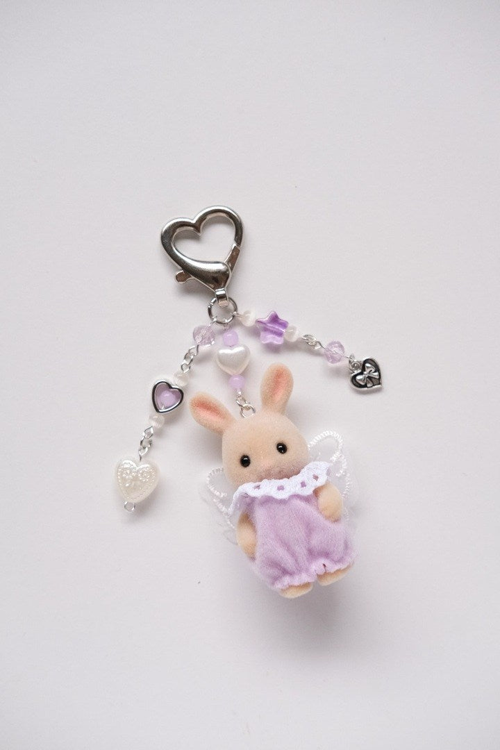 Purple Bunny Slyvanian Family Keychain