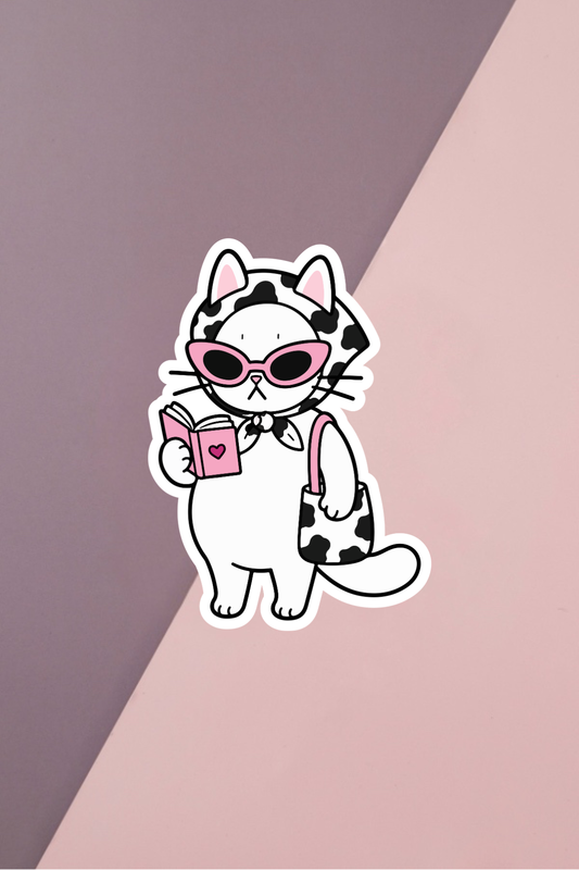 Reading Cat Sticker