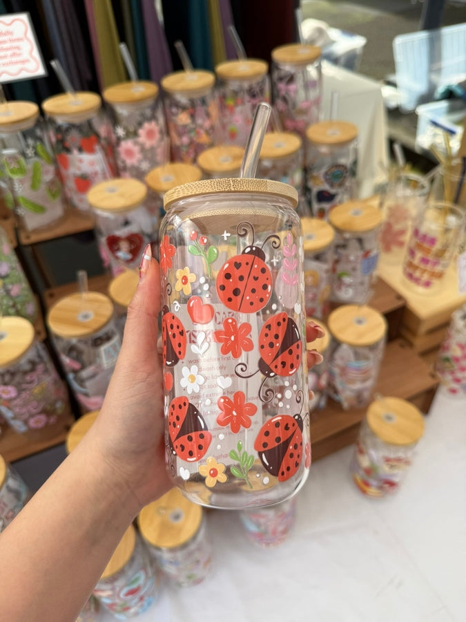 Ladybugs Glass Tumbler