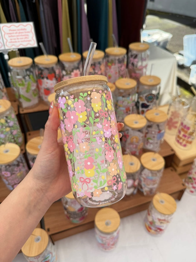 Flower Garden Glass Tumbler