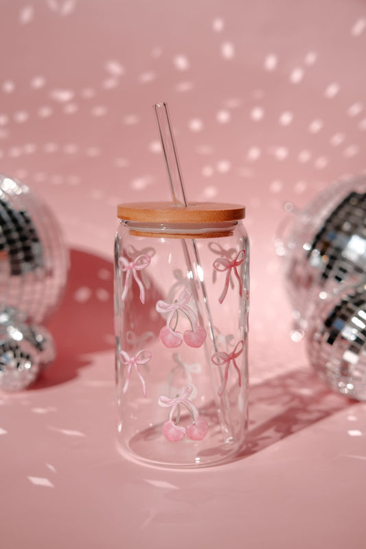 Cherry Bows Glass Tumbler