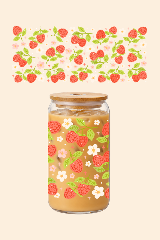 Raspberries Glass Tumbler