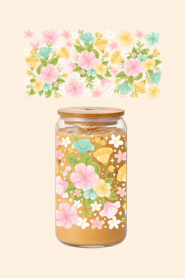 Pink Hibiscus Glass Tumbler
