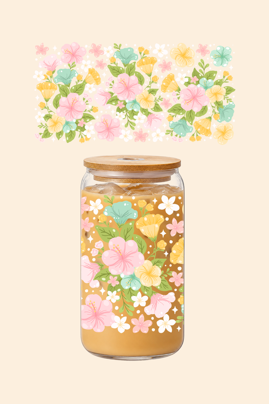Pink Hibiscus Glass Tumbler