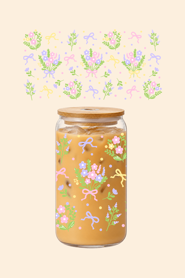 Flower Bouquet Glass Tumbler