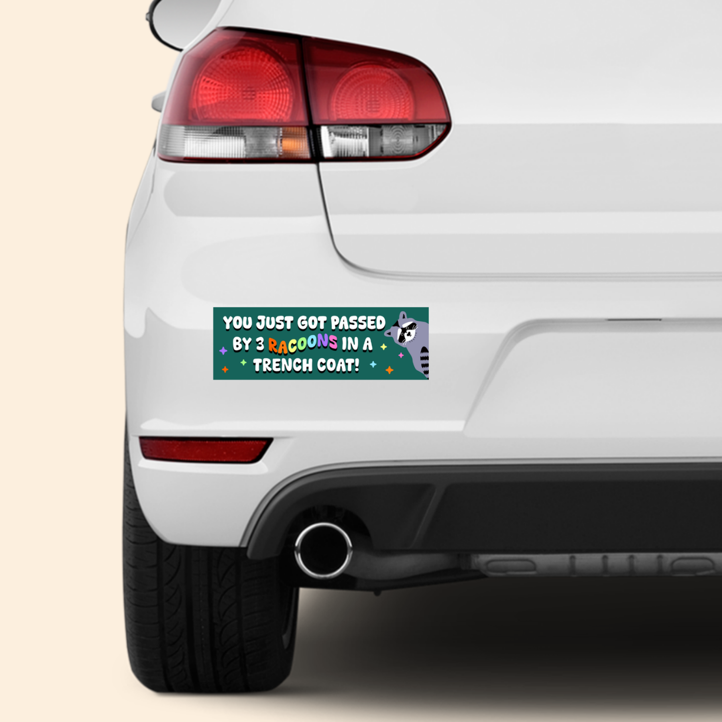 3 Racoons - Car Bumper Sticker
