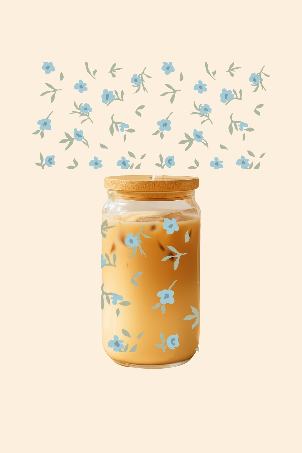 Blue Flowers Glass Tumbler
