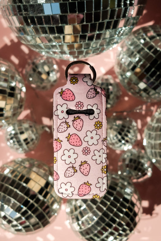 Strawberry Fields - Lip Balm Holder Keychain
